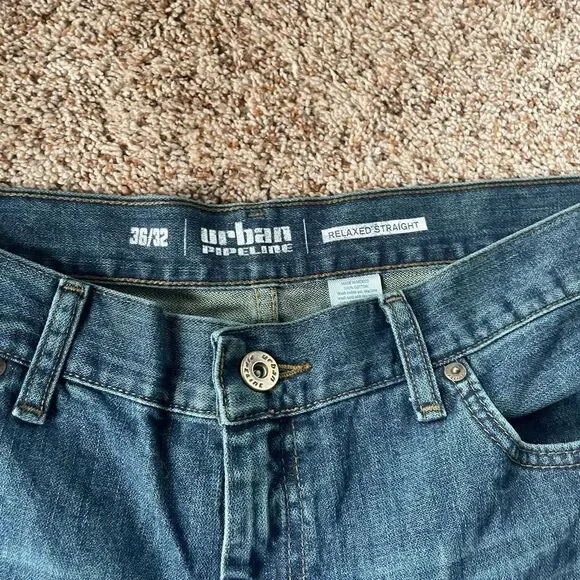 Urban Pipeline Straight relaxed Blue Jeans y2k 100% cotton 36 x 32 - Picture 3 of 5